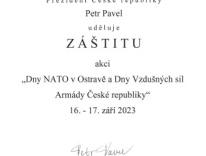 Prezident České republiky udělil záštitu Dnům NATO