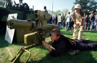 Visitors with AT-5 Spandrel anti-tank system